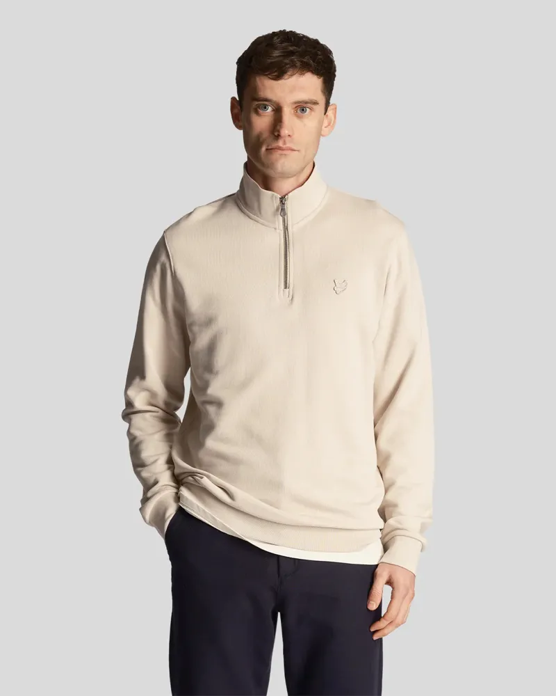 Lyle and Scott Tonal Eagle 1/4 Zip Sweatshirt Cove LARGE ONLY-3