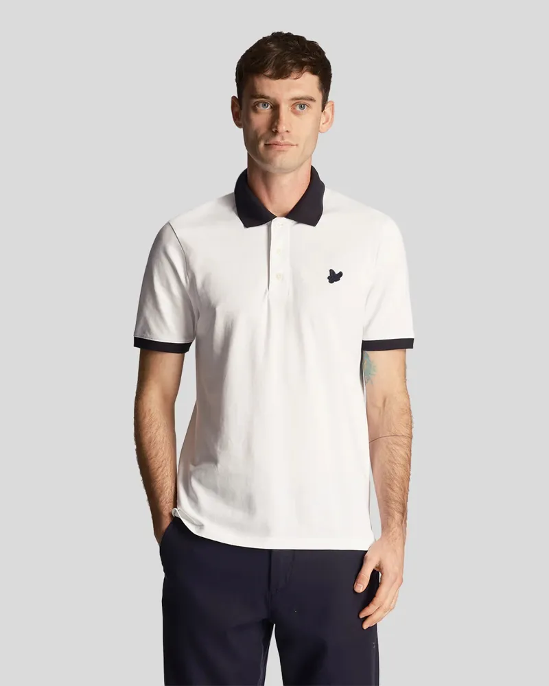 Lyle and Scott Tonal Ringer Polo Shirt White MEDIUM ONLY LAST ONE-4