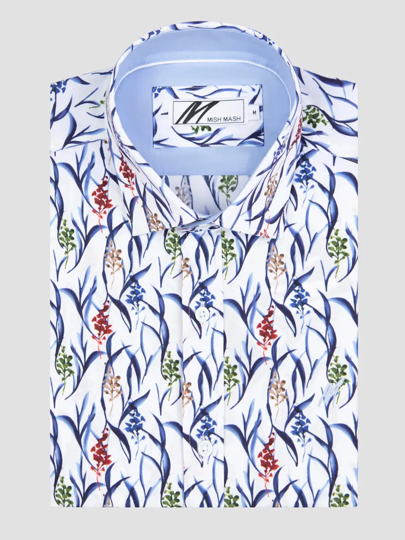 Mish Mash Wharf Floral Print SS Shirt White