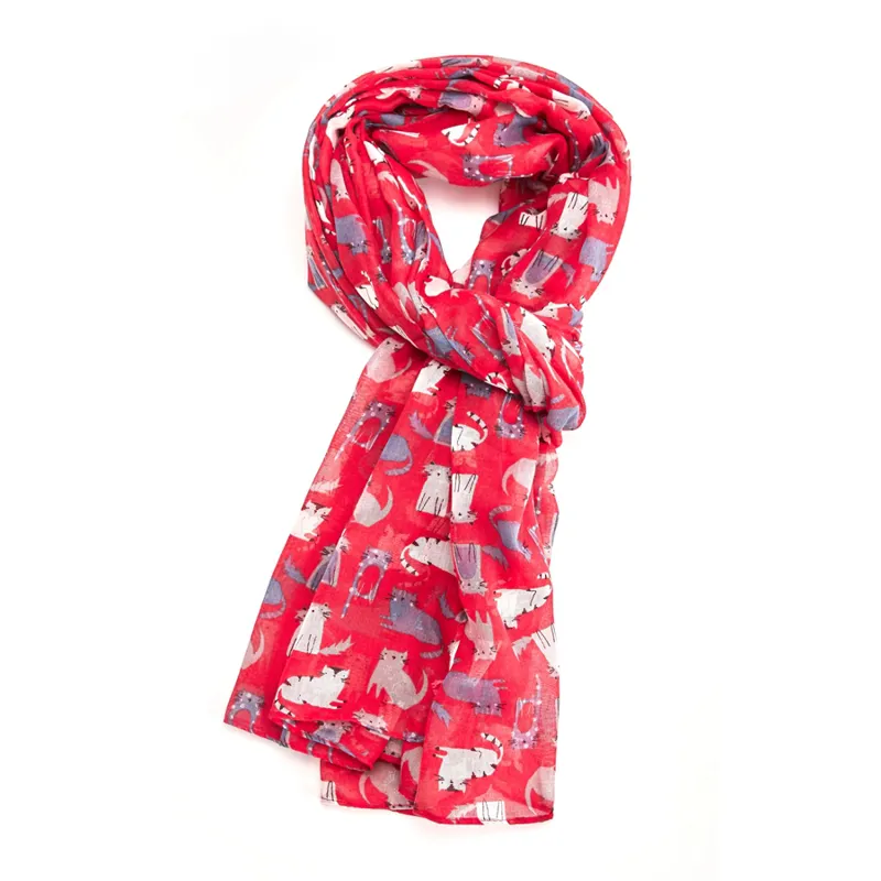 Miss Sparrow sheer cats scarf Red