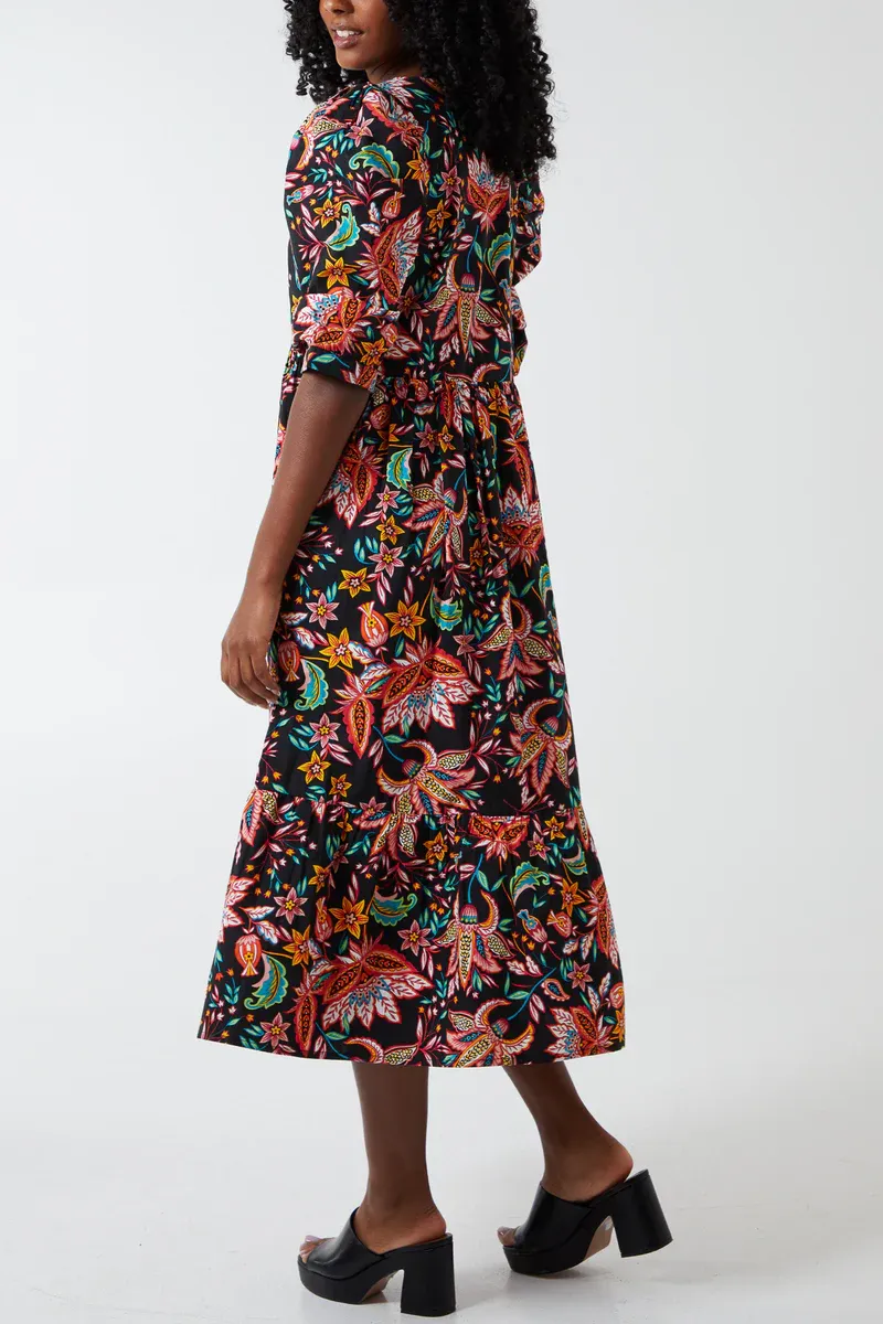 Nova puff ball sleeve dress Black-1