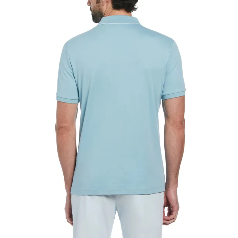 Penguin Jacquard Basketweave Pattern Polo Shirt Tourmaline LARGE ONLY-2