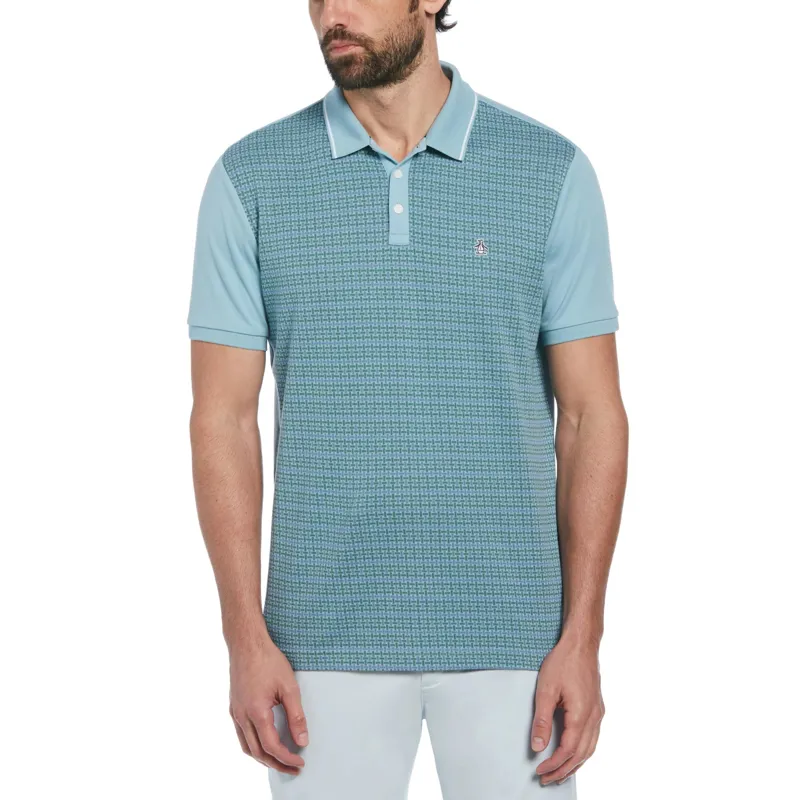 Penguin OPKS2454 499 MENS Jacquard Pattern Polo Shirt Tourmaline