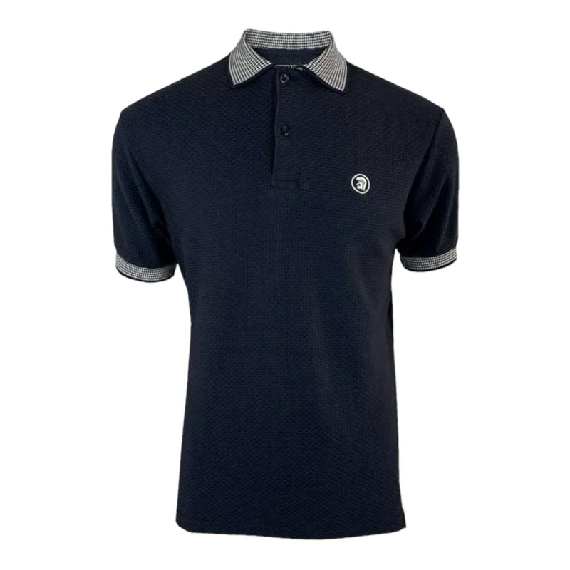 Trojan Basket Weave Polo with Jacquard Collar and Cuffs Navy XL ONLY