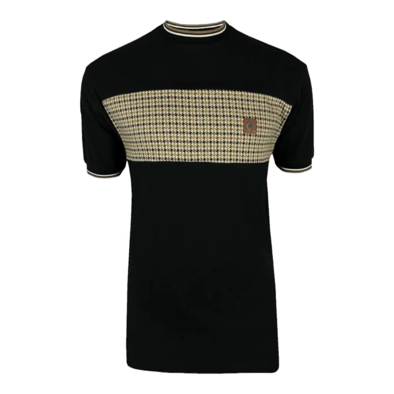 Trojan Houndstooth Panel T-Shirt Black