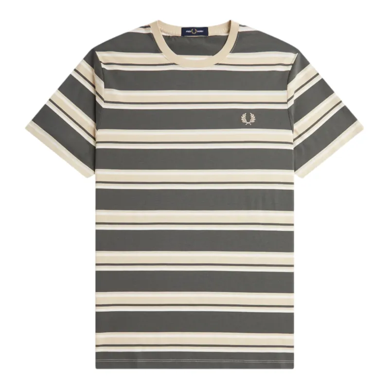 Fred Perry Stripe T-shirt Field Green / Oatmeal