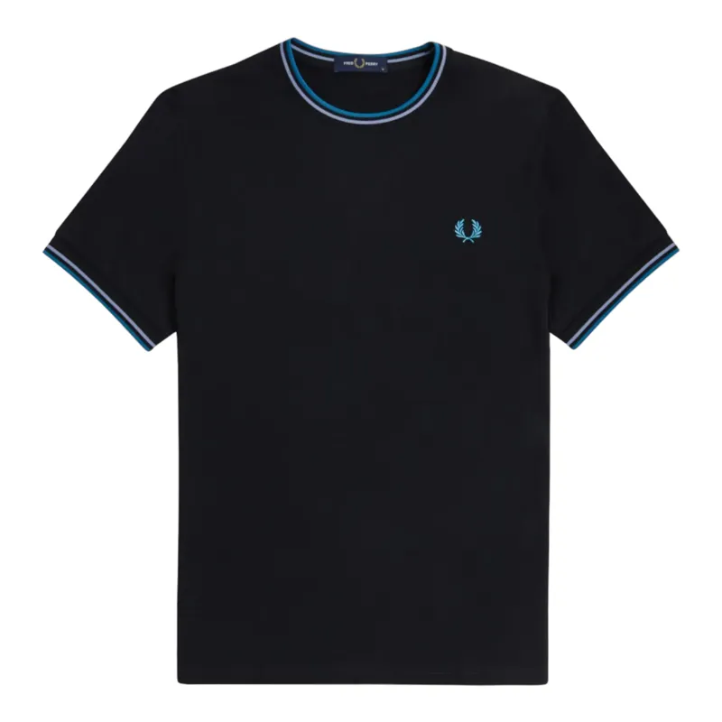Fred Perry Twin Tipped T-shirt Black / Light Smoke /  Bay Ocean XL ONLY