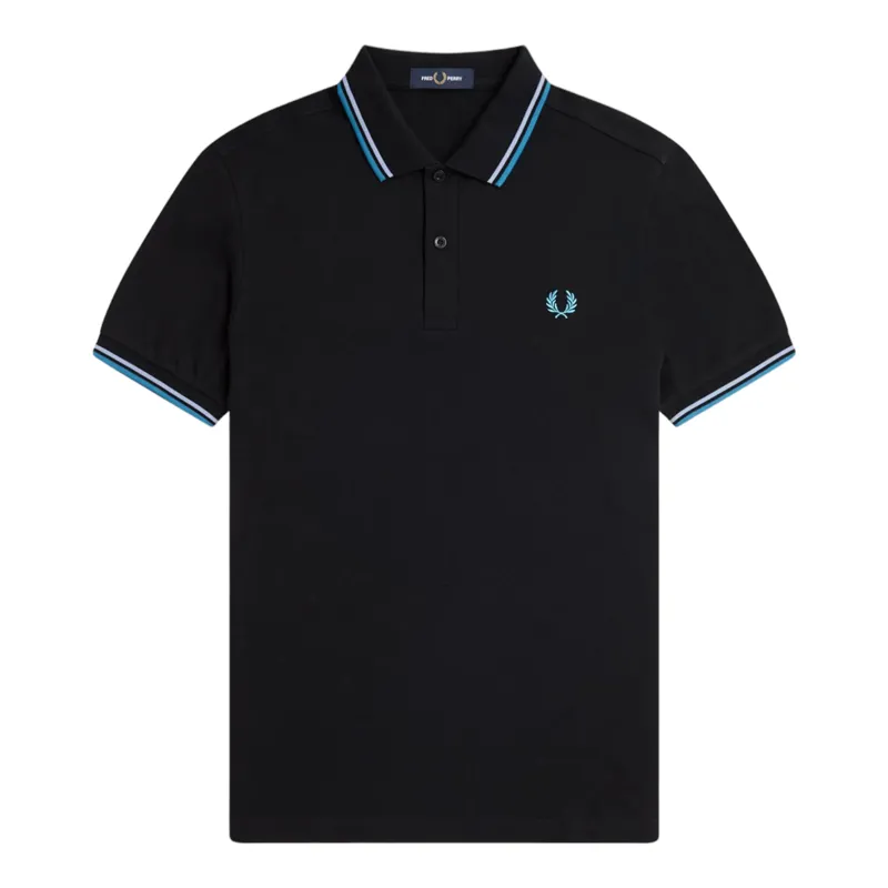 Fred Perry M3600-V18 Polo T-shirt Black / Light Smoke / Runaway Bay 