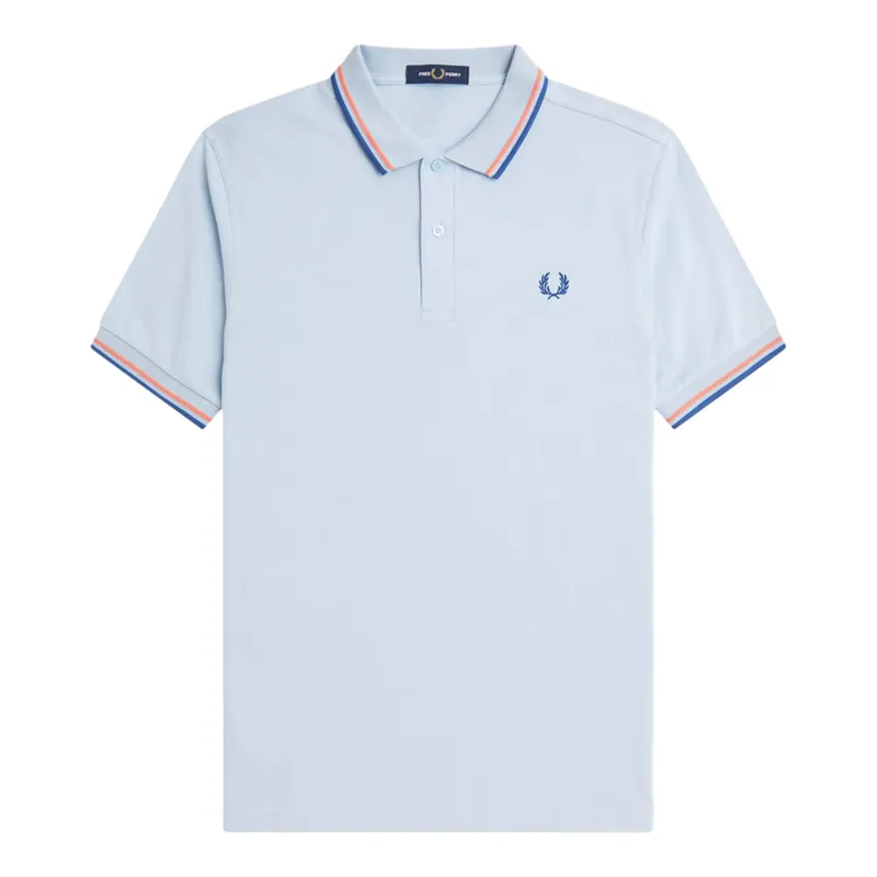 Fred Perry M3600-V20 Polo T-shirt Light Smoke/ Coral / Cobalt
