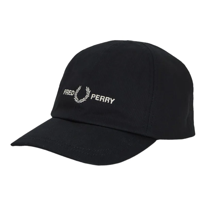 Fred Perry Graphic Branded Six-Panel Cap Black LAST ONE