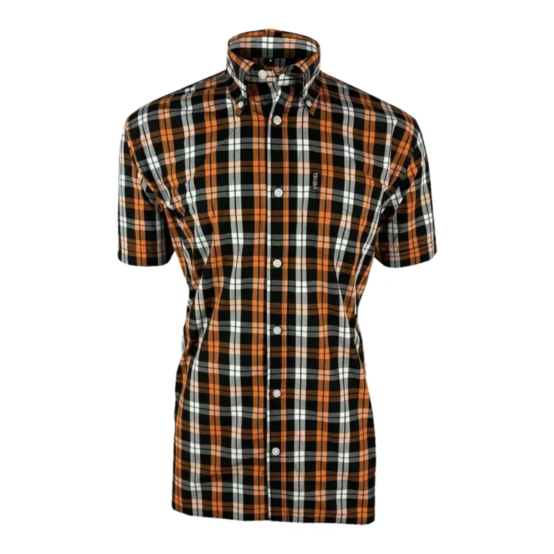 Trojan Windowpane Check SS Shirt Black / Orange Trojan