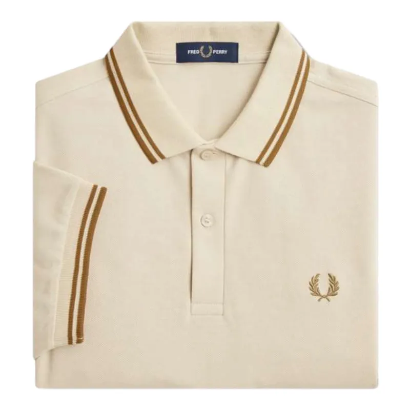 Fred Perry M3600-691 Polo T-shirt Oatmeal / Dark Caramel XXXL ONLY