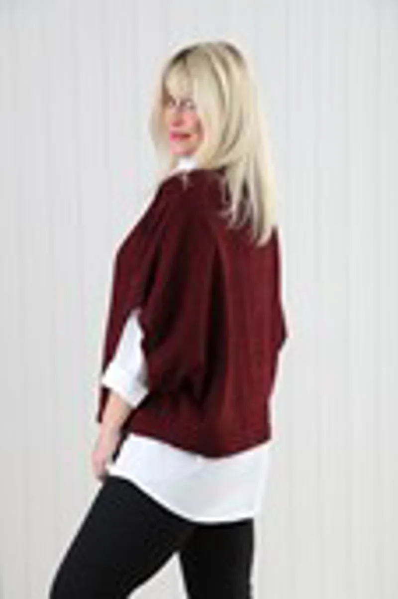 Goose Island cowl poncho top Bordeuax-2