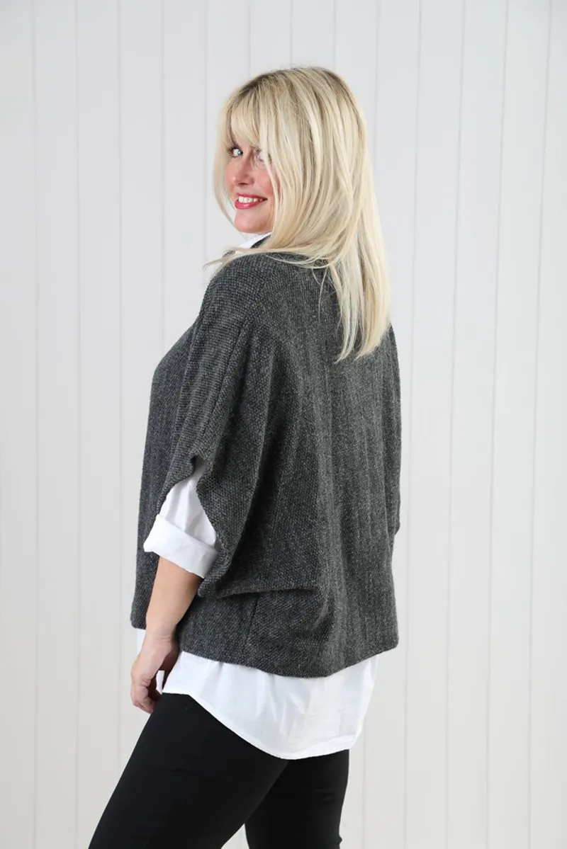 Goose Island cowl neck poncho top Dark Grey-2