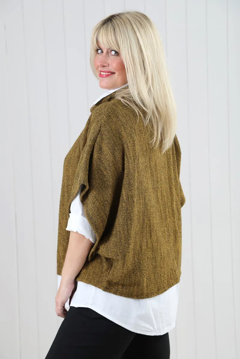 Goose Island cowl neck poncho top Mustard-1