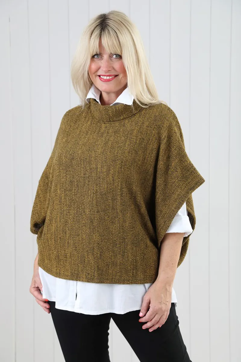Goose Island cowl neck poncho top Mustard-2
