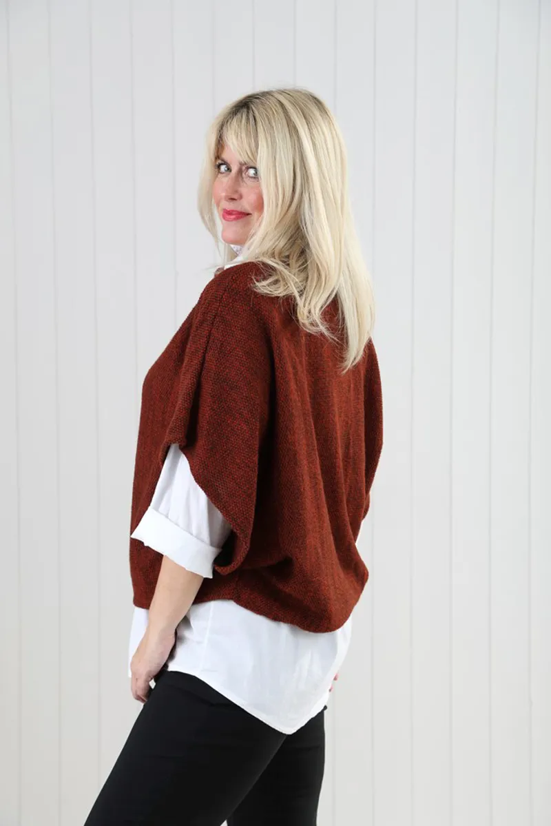 Goose Island cowl poncho top Rust-2