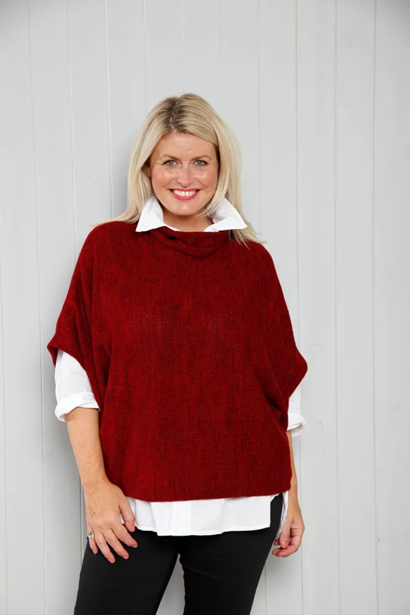 Goose Island cowl neck poncho Wine