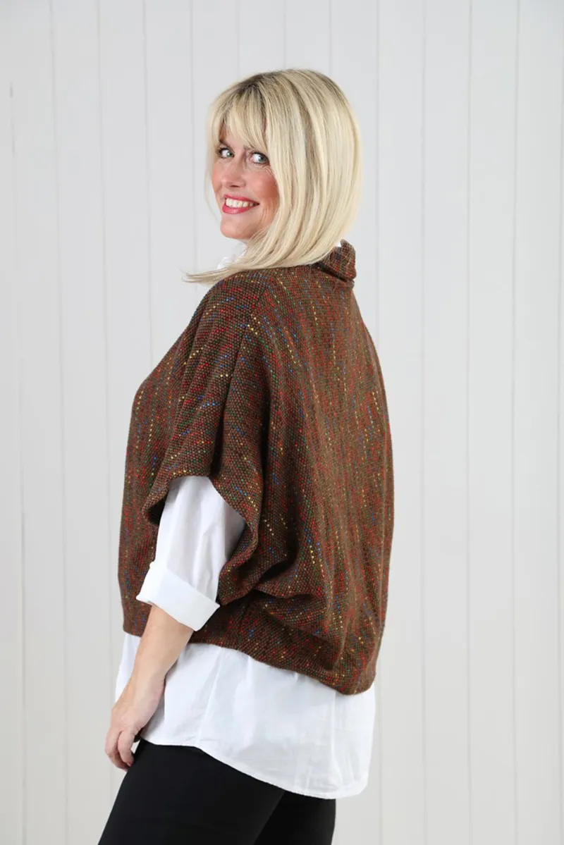 Goose Island rainbow fleck poncho Toffee-1