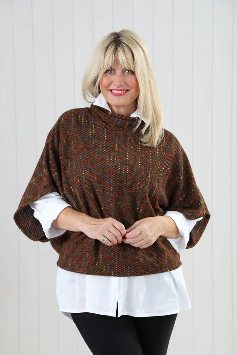Goose Island rainbow fleck poncho Toffee
