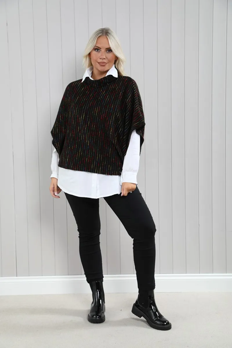 Goose Island rainbow fleck poncho Dark Chocolate-1