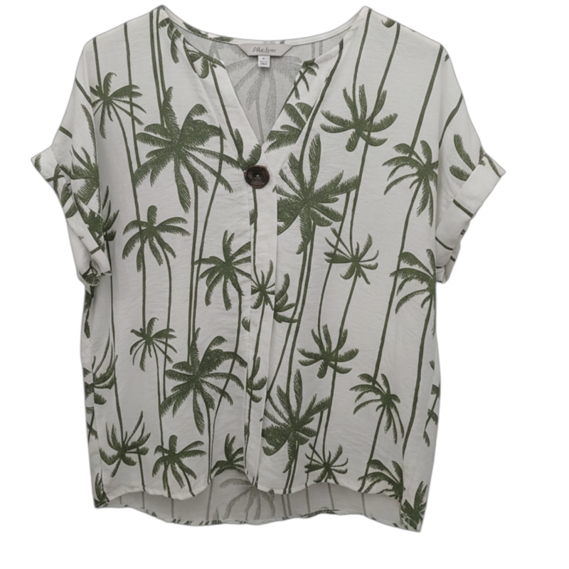 Paradiso palm print t shirt Khaki