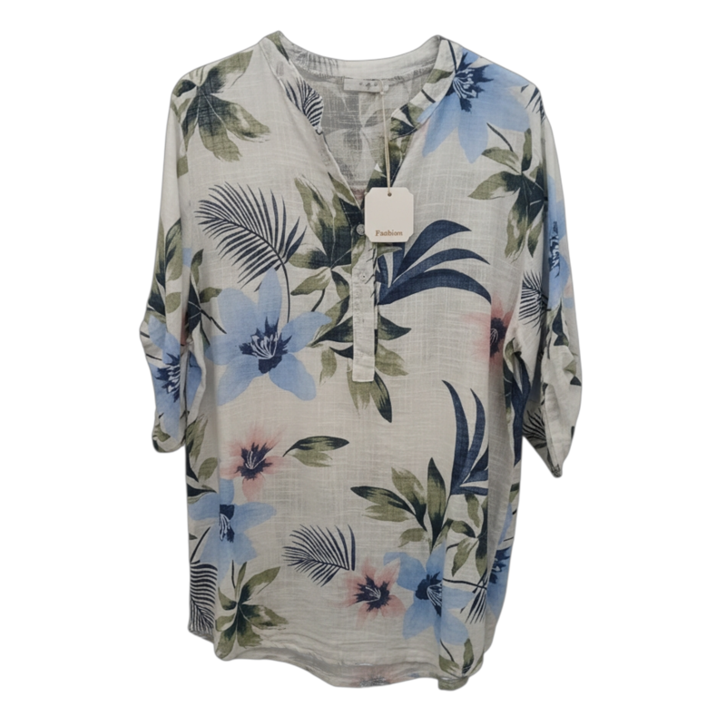 Paradiso tropical print top Blue