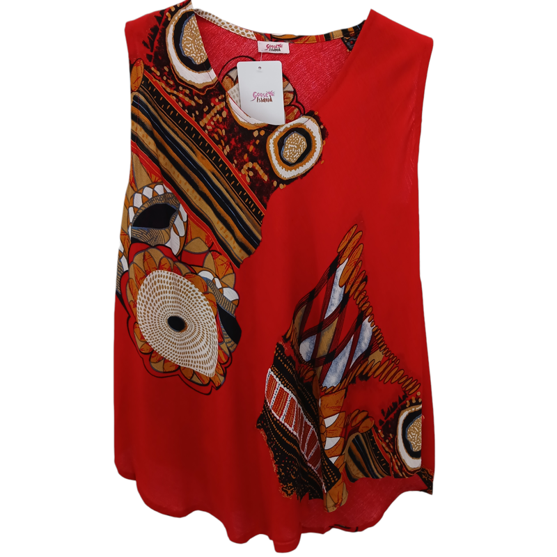 Goose Island abstract sleeveless top Red