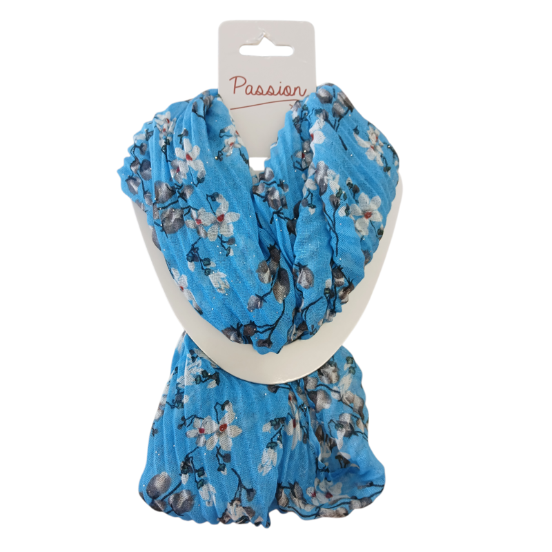 Passion flowers magnetic scarf Blue
