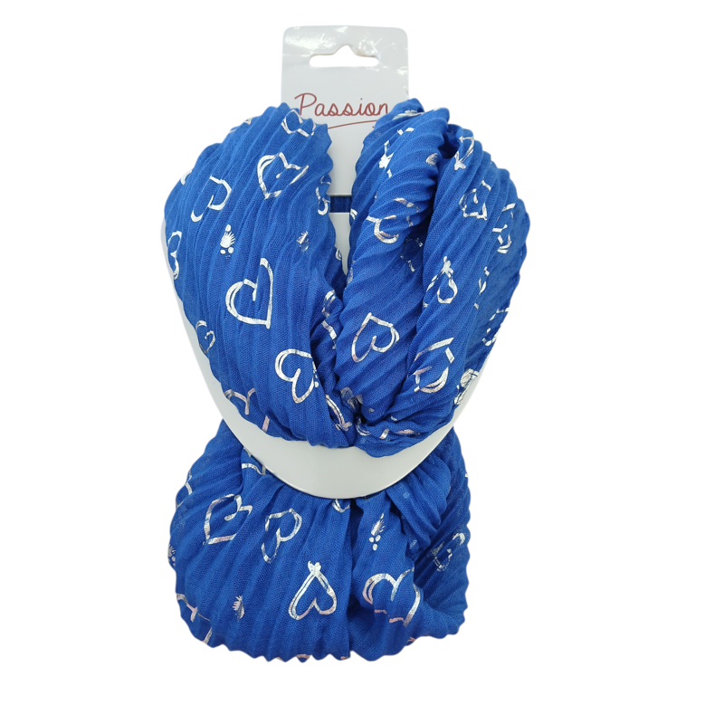 Passion foill heart print magnetic scarf Blue