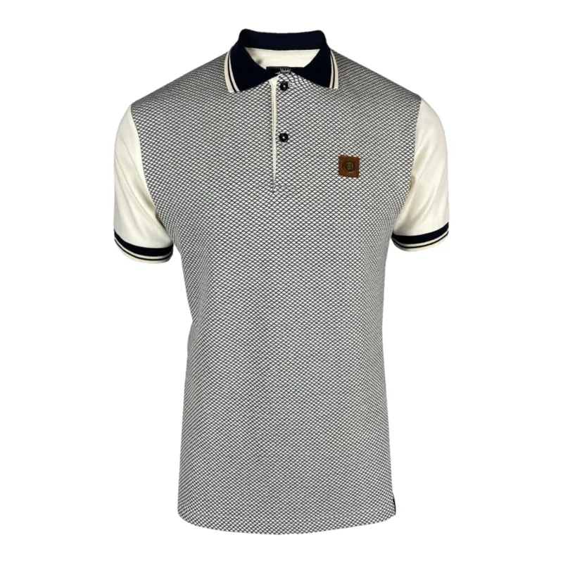 Trojan Jacquard Diamond Detail Polo Ecru XXXL ONLY