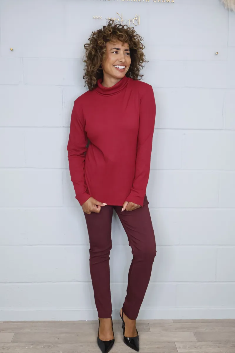 Goose Island classic ribbed polo Wine-1