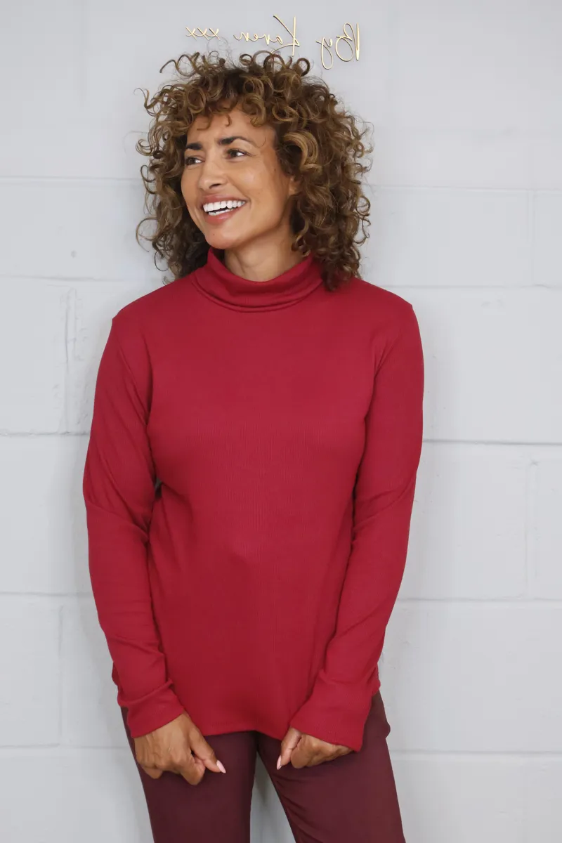 Goose Island classic ribbed polo Wine