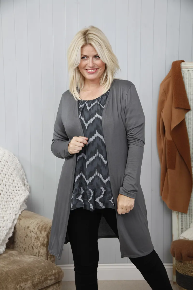 Goose Island open front cardigan Charcoal-1