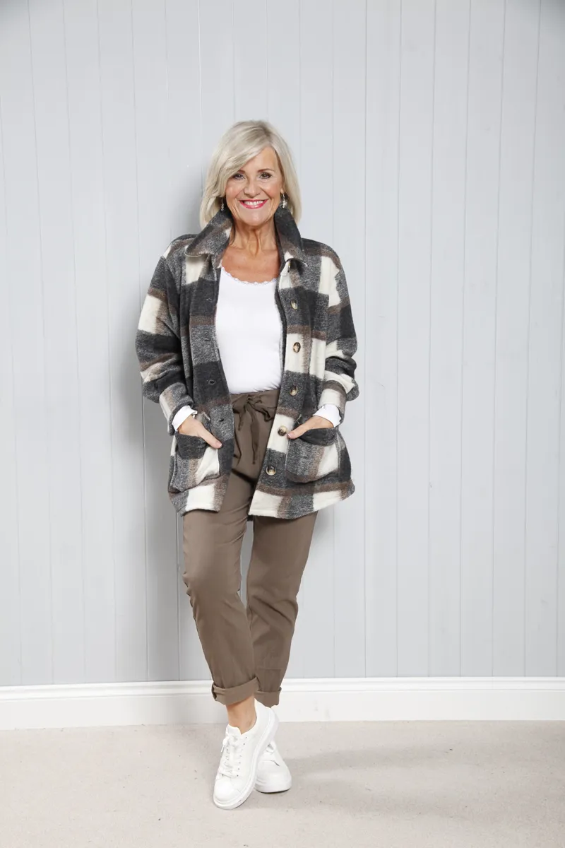 Goose Island check shacket Grey