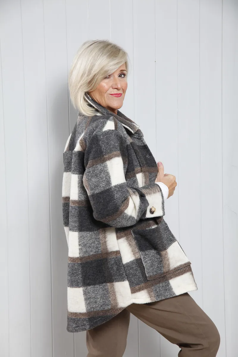 Goose Island check shacket Grey-2