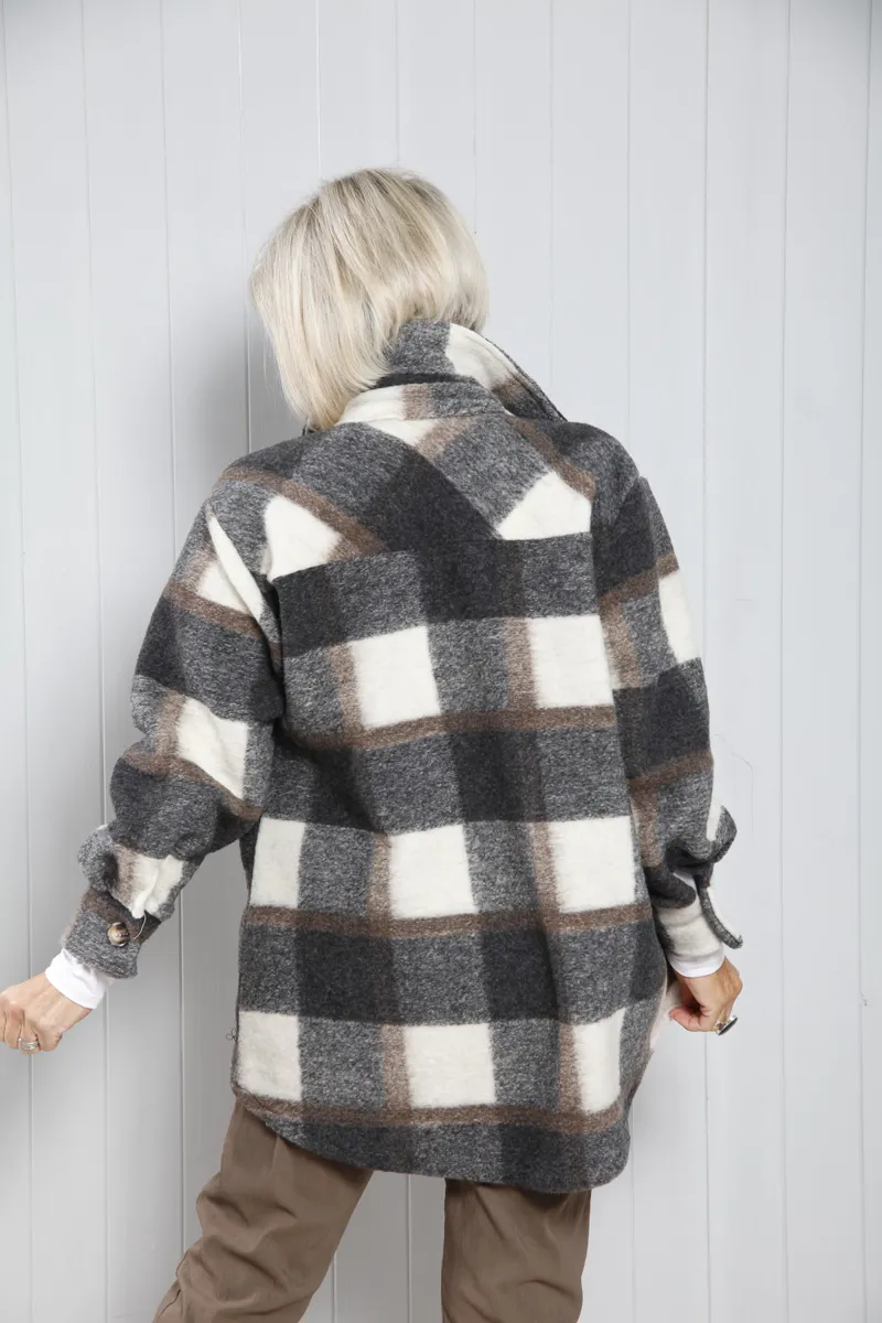 Goose Island check shacket Grey-3