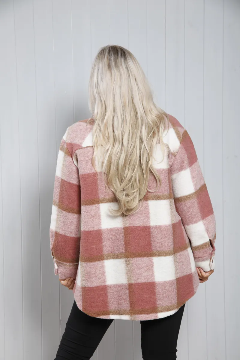 Goose Island check shacket Pink-5