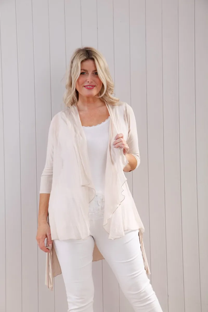 Goose Island silk waterfall jacket Beige