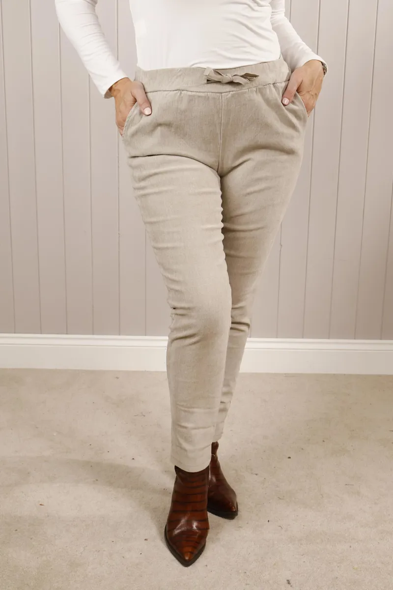 Goose Island cord magic pants Beige-2