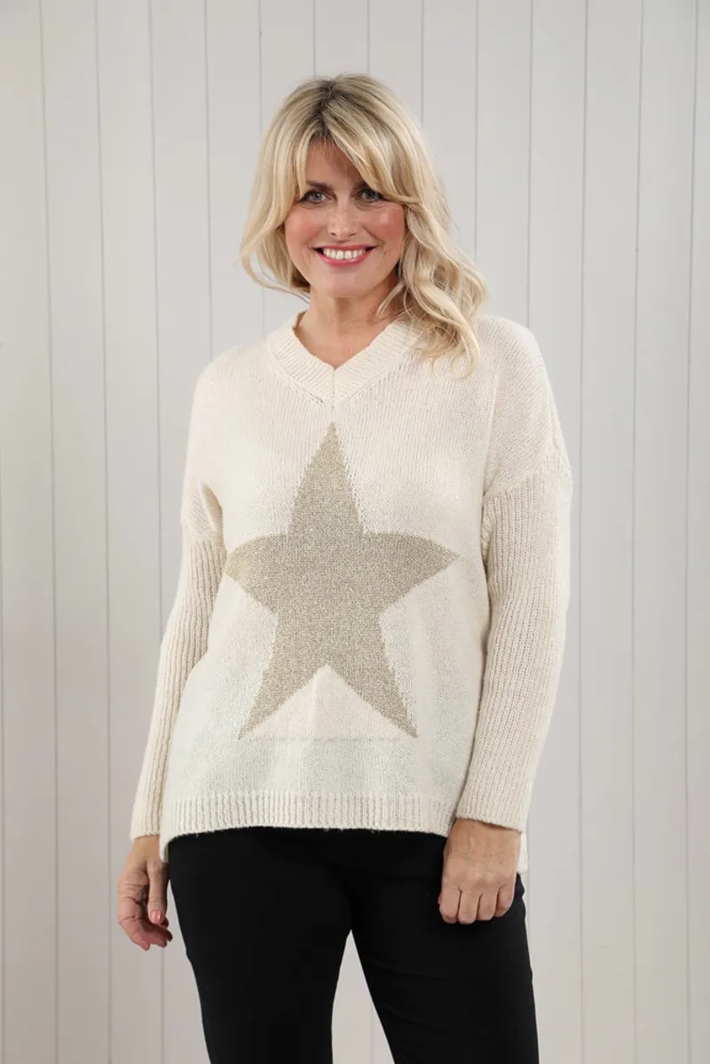 Goose Island woollen star jumper Beige