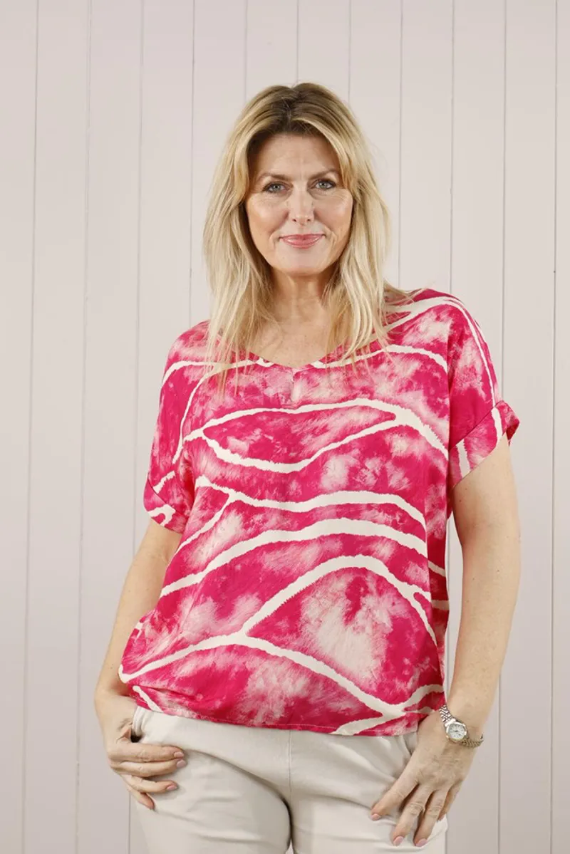 Goose Island tie dye v-neck top Pink-2