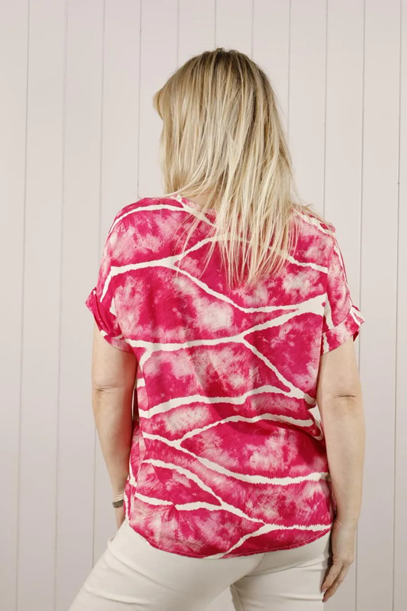 Goose Island tie dye v-neck top Pink-1