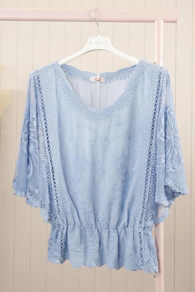 Goose Island embroidered top Denim Blue