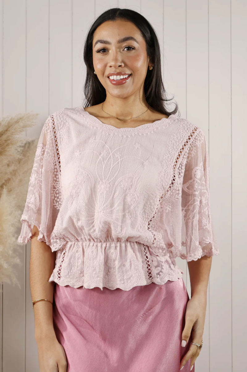 Goose Island embroidered top Pink