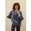 Goose Island floral pleat sleeve top Navy