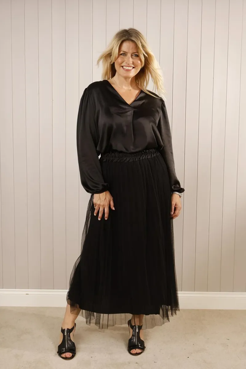 Goose Island pleated tulle skirt Black