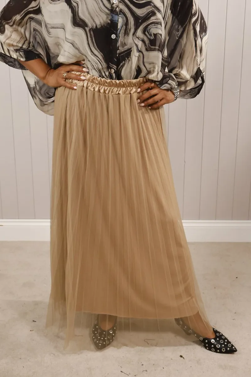 Goose Island pleated tulle skirt Champagne