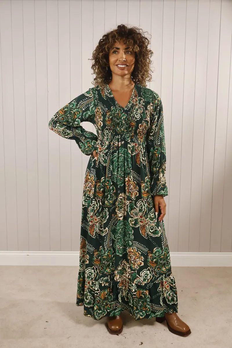 Goose Island paisley floral print dress Green
