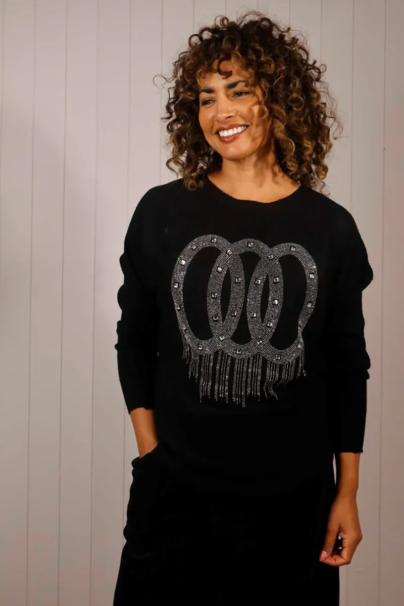 Goose Island rhinestone jumper Black